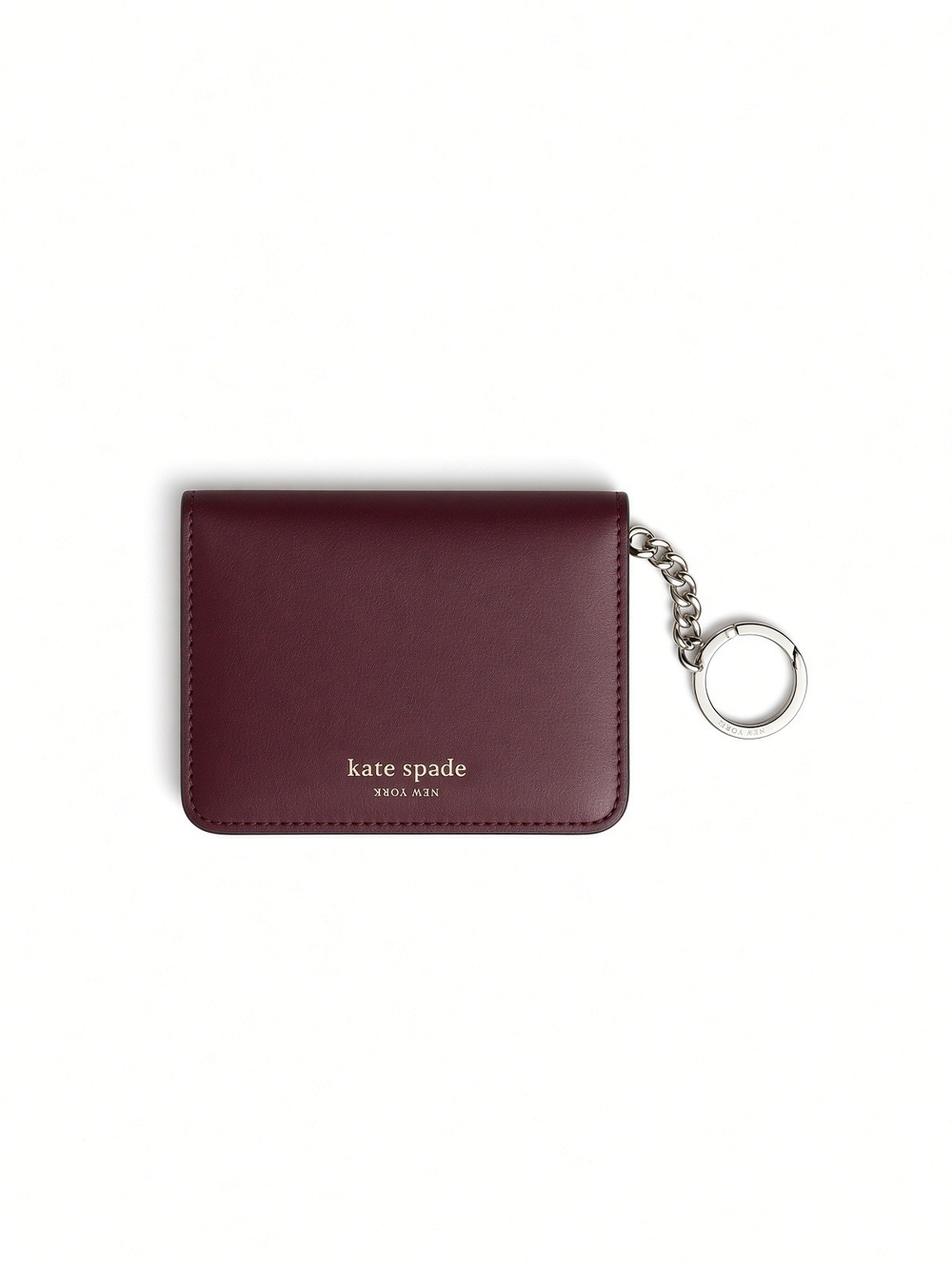 kate spade Burgundy Leather Card Holder with Silver Keyring